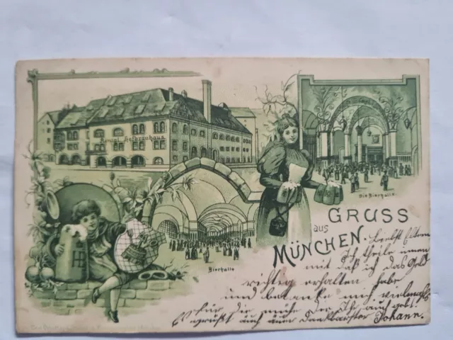 AK Gruss Aus München 1899 Konigl. Hofbräuhaus Bierhalle Sehr Guter Zustand