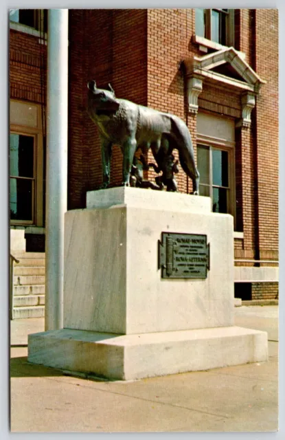 Capitaline Wolf Romulus Remus City Hall Georgia Statue Monument Vintage Postcard