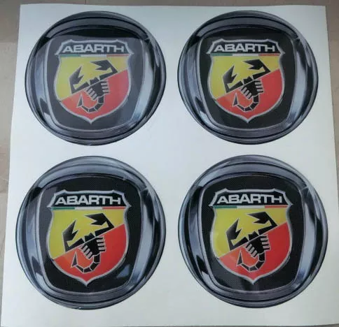 BORCHIE COPRIMOZZI ADESIVO STICKERS PER CERCHI IN LEGA 3D X 4 60 mm FIAT ABARTH