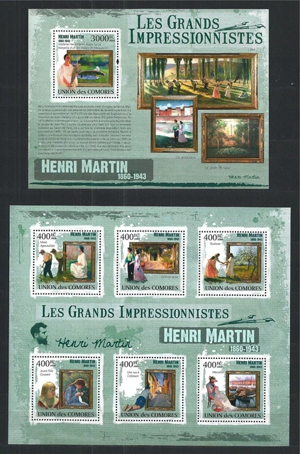 Komoren Komoren 2009 Mini Sheet Block Set Malerei Maler Henri Martin