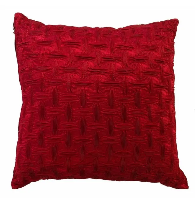 New Perle Red Origami European Size Pillowcase x 2  (One Pair) Polyester Satin