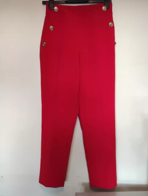 ZARA RED HIGH Waist Trousers With Belt Size XS Genuine Zara £35.00 -  PicClick UK