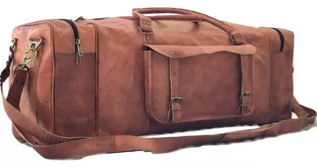 32" Leather Duffel Single Pocket Travel Tote Carryon Gym Sports Overnight Bag4