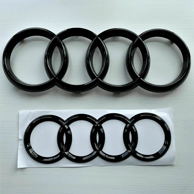 AUDI GLOSS BLACK Badges Emblem Rings Front & Rear A1 A3 A4 A5 273Mm