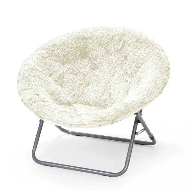 Urban Shop Mongolian Faux Fur Oversized Moon Chair, White