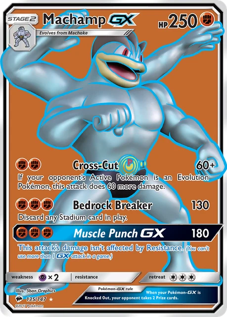 Pokemon Card Machamp GX 135 Sun & Moon: Burning Shadows Near Mint Holofoil