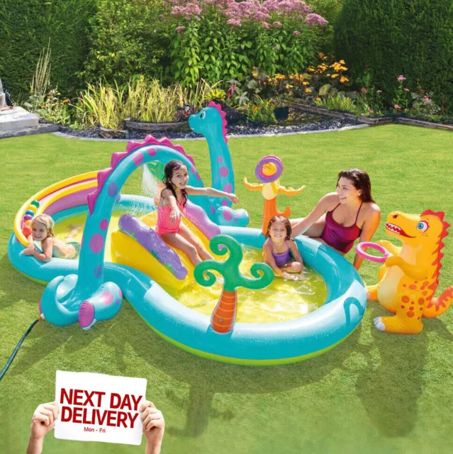 Intex Dinoland Inflatable Dinosaur Kids Play Centre Paddling Pool & Water Slide