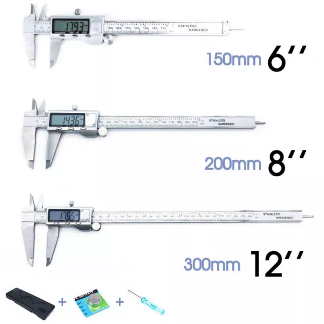 Vernier Caliper Electronic LCD Digital Gauge Stainless 150/200/300mm ozstock