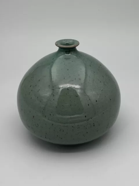 Vase Boule En Ceramique Michel Berodot Sembadel Vert Glace 1970 C3984