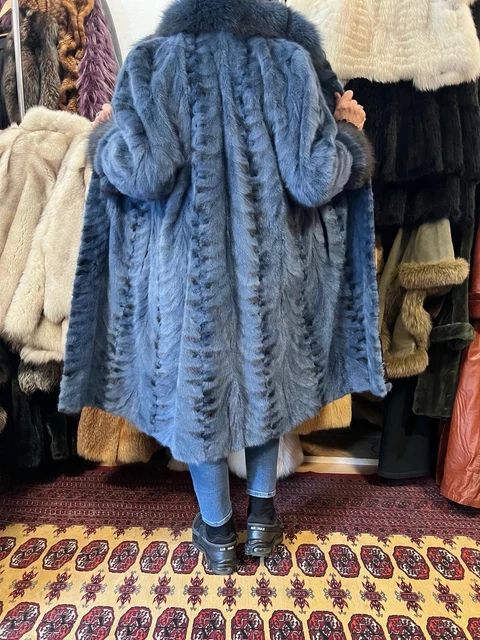 Manteau En Fourrure De Renard Bleu - Taille 42 - Marque Lucien Toscani - Occasion TB