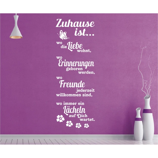 WANDTATTOO SPRUCH ZUHAUSE wo Liebe Freunde Wandsticker Wandaufkleber
