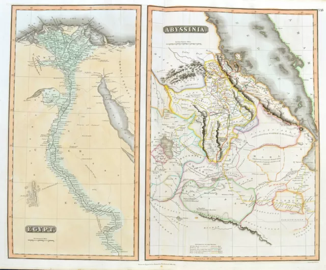 Thomson 1817 Egypt and Abyssinia - Map Ethiopia Egypt Copper Map