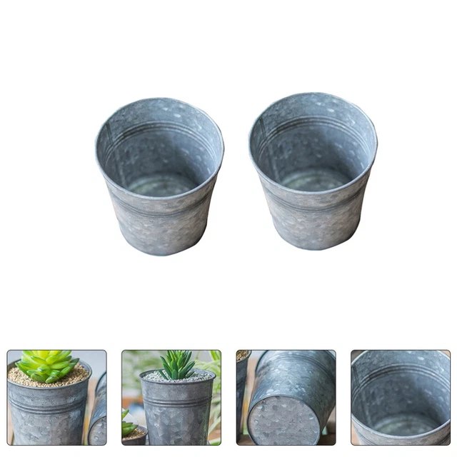 2 PCS Retro Blumenküme Bucket Pflanzer Garten runde Blumeneimer Gartendekoration