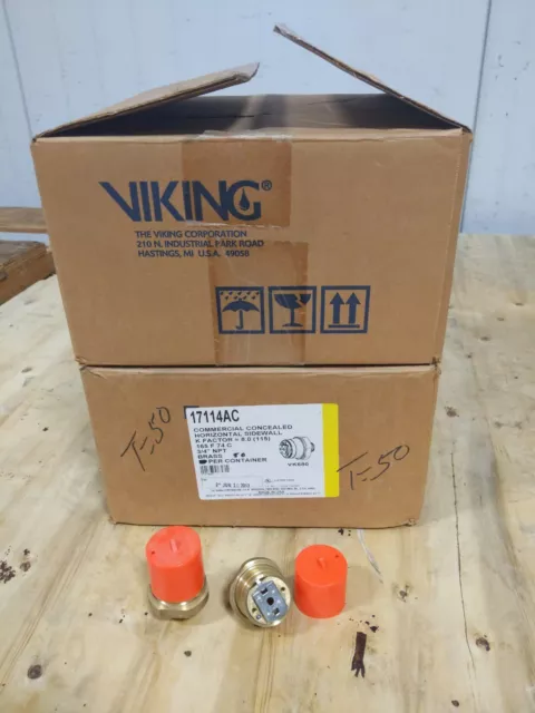 VIKING VK680 17114AC 3/4 Brass QREC Concealed Horizontal Sidewall Fire Sprinkler