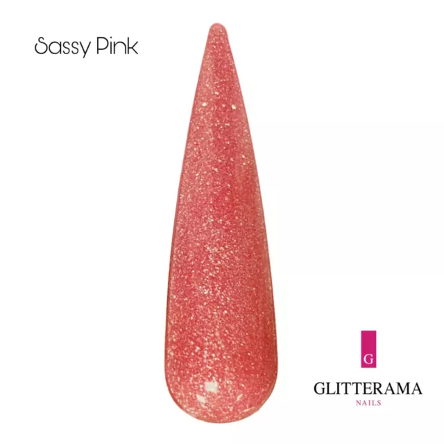 SASSY PINK Coloured Acrylic Powder Glitterama Nails glitter shimmer sparkle vibe