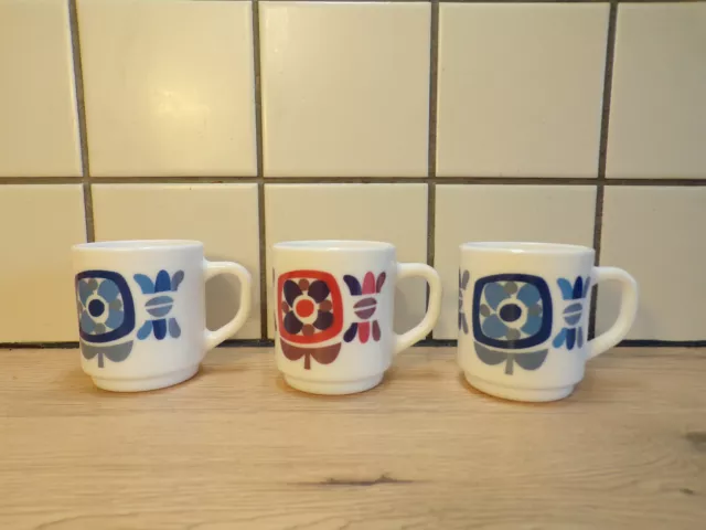 3 TASSES à CAFé MOBIL MOKA PETIT MODèLE VINTAGE LOTUS ARCOPAL DESIGN  70