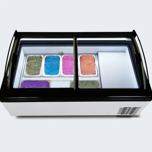 Vaseni  Gelato Ice Cream Showcase Display with 6 Square Storage Basket With LED
