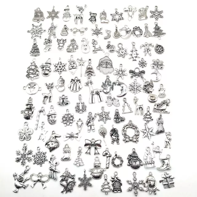 100Pcs Christmas Charms Wholesale Bulk Lots Tibetan Silver Bead Jewelry TB 3