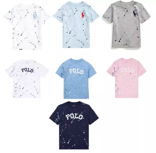 Polo By Ralph Lauren Cotton T Shirt Paint Splatter Age 2 to 16  Kids Boys Girls