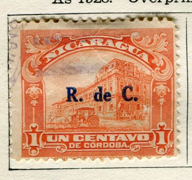 NICARAGUA;  1929 early Correo Aereo Optd. fine used 1c, value