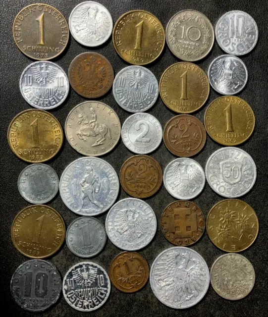 Vintage Austria Coin Lot - 1879-PREEURO - 30 Excellent Coins - Lot #s27