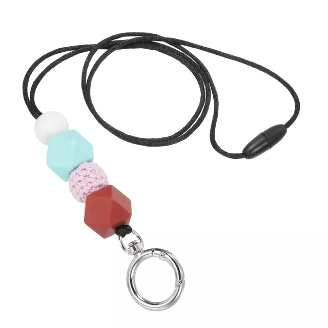 Silicone Beaded Lanyards Key Lanyard Keychain Purple