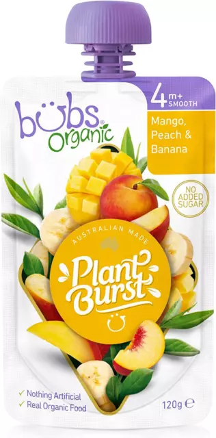 Organic Mango, Peach and Banana Pouch 120G