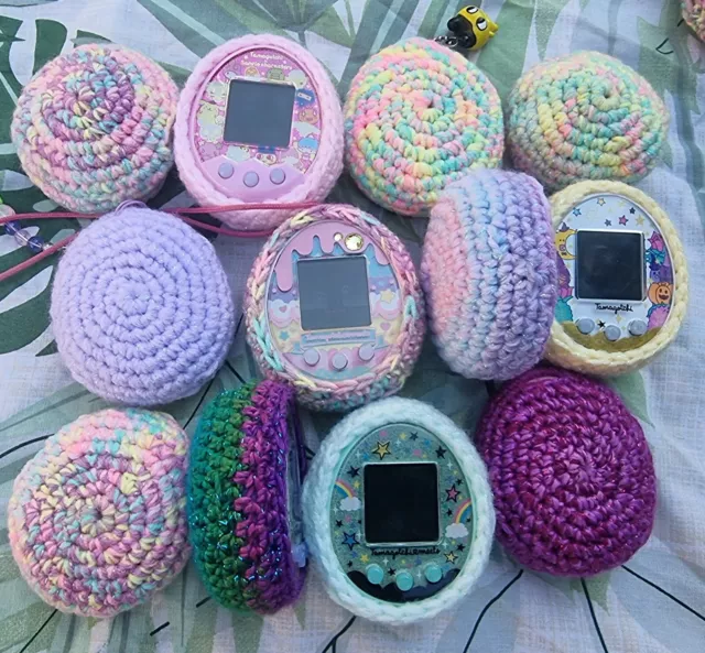 Sparkly and Rainbow Tamagotchi On/Meets Case w Charm Space - Many Colours