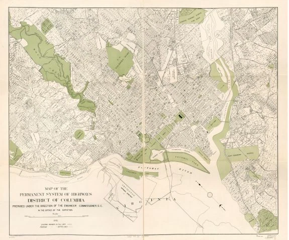 1921 MAP| MAP of the permanent system of highways, District of Columbia ...