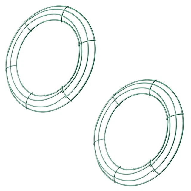 14 Zoll Draht Kranz Rahmen Metall Runde Kranz Form Machen Ringe GrüN für We P6W7