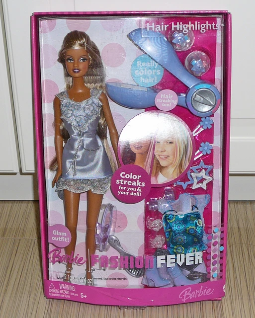 MATTEL BARBIE FASHION Fever Hair Color Streaks Highlights Doll 2006 J9234 Blue £ - PicClick UK MATTEL BARBIE FASHION Fever Hair Color Streaks Highlights Doll 2006 J9234 Blue £ - PicClick UK