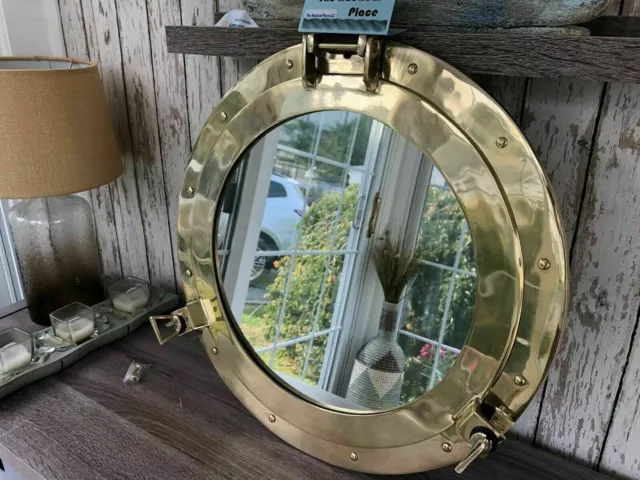 Large Working Ship Cabin Window 12" Brass Porthole Mirror Nautical Wall Decor