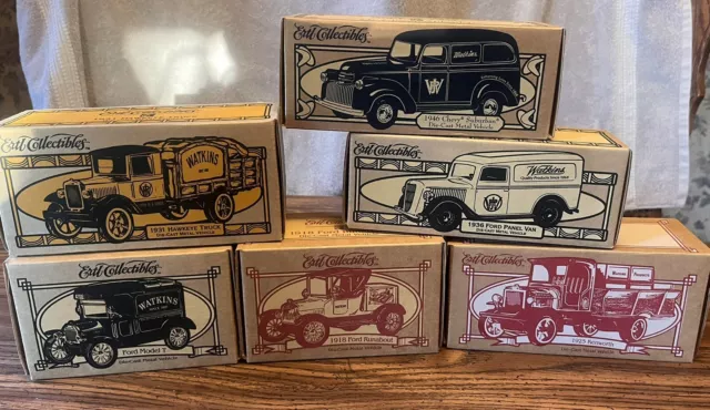 NEW Set Of 6 Ertl WATKINS Replica Die-Cast Collectible Banks 1:34 Scale