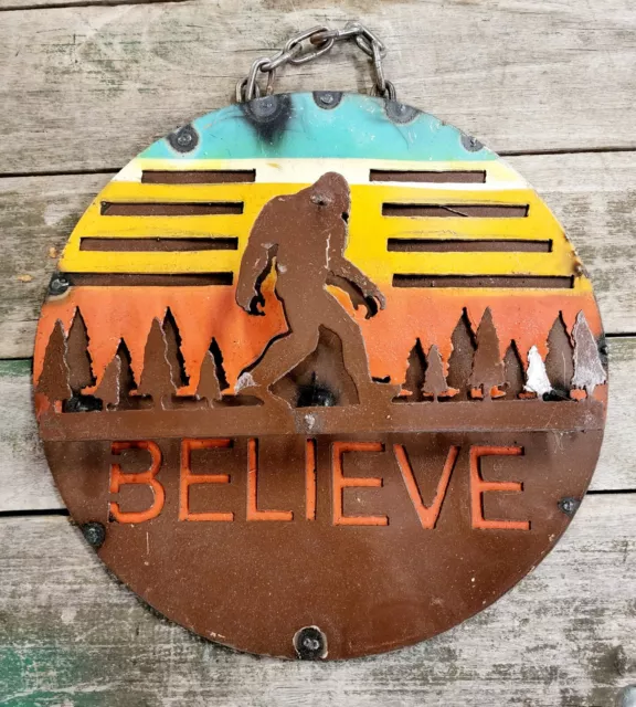 Recycled Tin Metal BIGFOOT Sign Hunting Fishing SASQUATCH Man Cave Home Decor