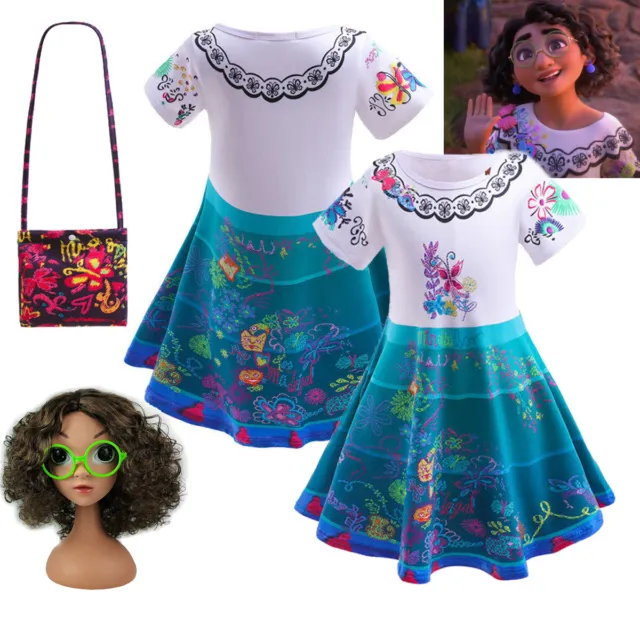 Girls Kid Princess Encanto Mirabel Party Fancy Dress Up Birthday Cosplay Costume
