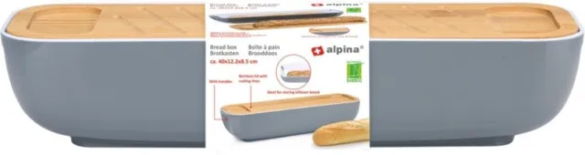 Bread Bin Storage Box Kitchen Loaf Container with Cutting Board Lid bamboo Grey