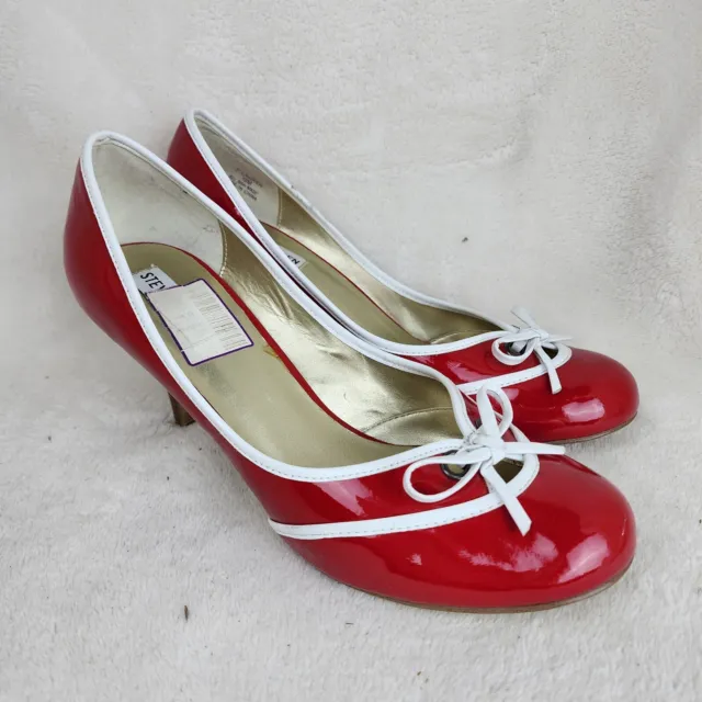 Steve Madden Womens Red White Faux Patent Leather High Heel Pumps Size 10M Y2K