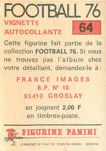 Carte Postale Panini RC Lens 1977 - Didier Six - Autocollant Vintage