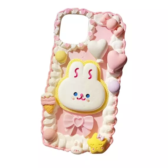 Decoden Phone Case DIY Kit Bunny Rabbit Bow Cookies Cream Charm