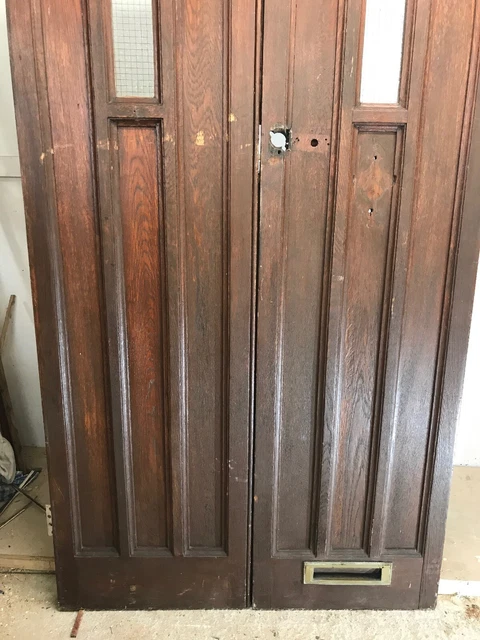 Solid Oak Front Door Set Antique Period Reclaimed Old Double Arts Crafts Arched 4