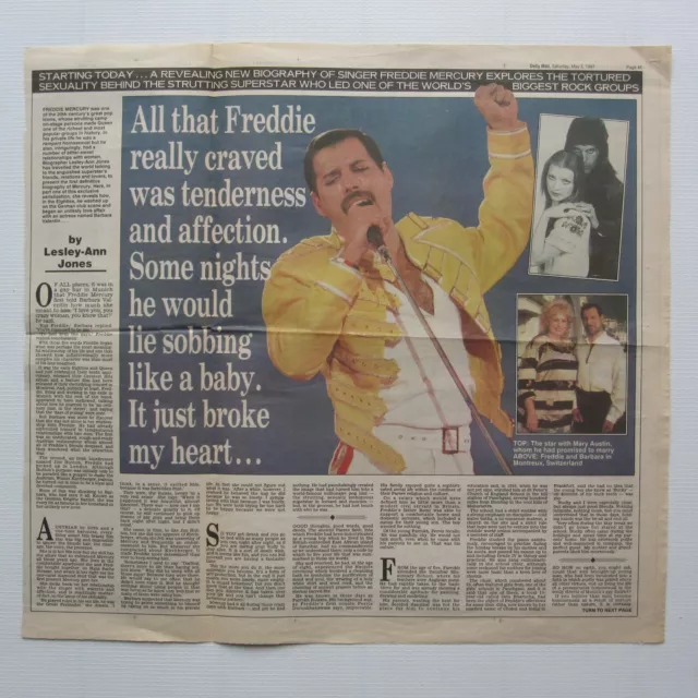 Queen Freddie Mercury 1997 UK Daily Mail Newspaper Article Clipping 03.05.97