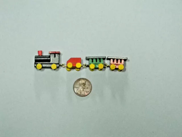 Miniature Wood Train set of 4 painted in 1:12 doll scale
