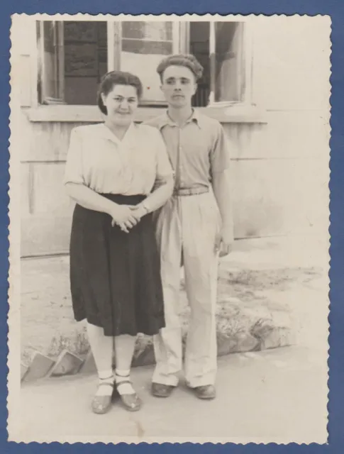Beautiful Boy and Girl near an Old House Soviet Vintage Photo USSR