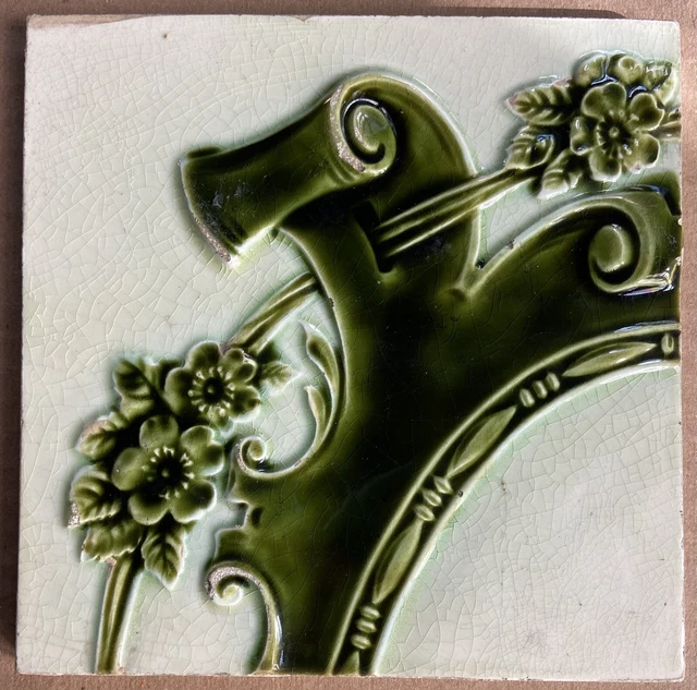 Antique Pilkington's England - Art Nouveau Majolica Tile C1900