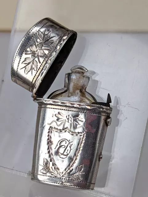 1790 Georgian Silver perfume bottle in a solid silver case by Samuel Pemberton