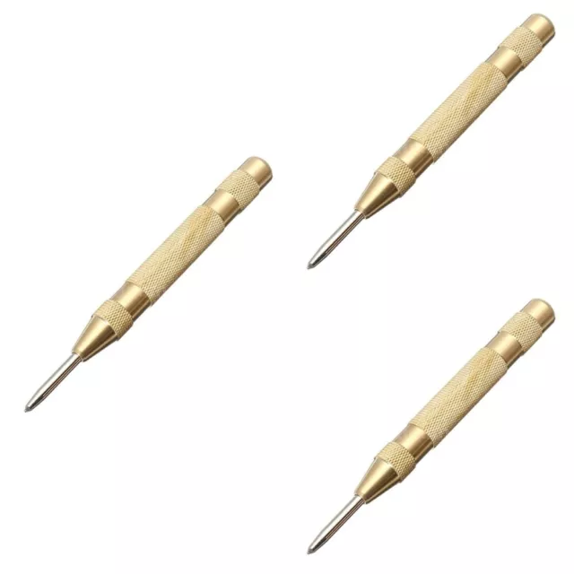 3pcs Golden Automatic Center Pin Punch Spring Loaded Marking Starting Holes 2