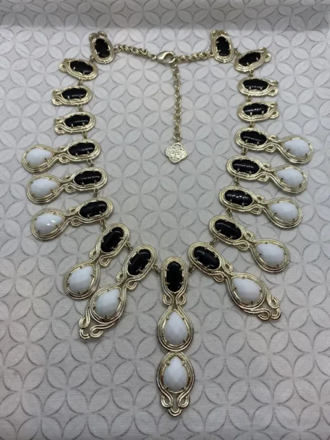 Kendra Scott Mystic Bazaar Whitney Statement Necklace Black White Gold tone