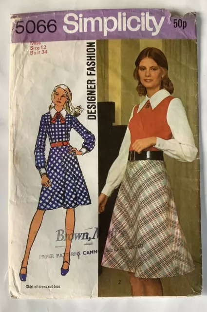 VINTAGE SIMPLICITY 5066 - Dress with Bias-Cut Skirt Sewing Pattern - 12 ...