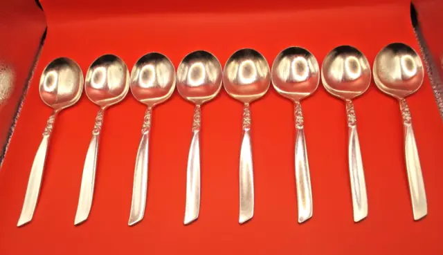 8 Oneida Community South Seas Pattern Silver Plate Dessert Spoons 6.5" (16.5cm)