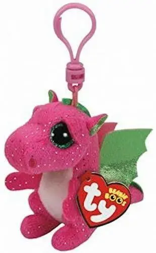 Ty Beanie Boos- Darla The Pink Dragon Glitter Eyes 3" Clip New With Mint Tags